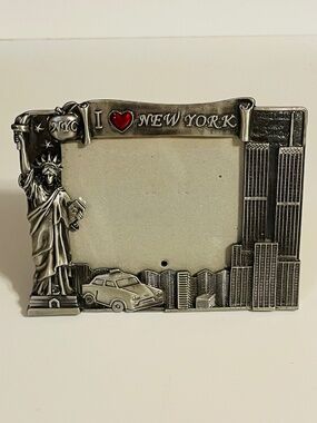 Vintage I Love New York Photo Frame, World Trade Center & Statue of Liberty
